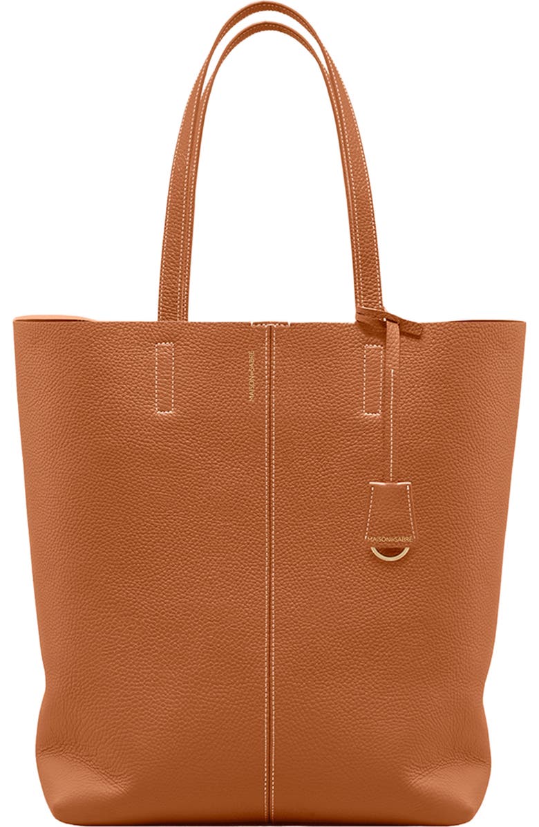 MAISON de SABRÉ Tall Leather Soft Tote, Main, color, Pecan Nude