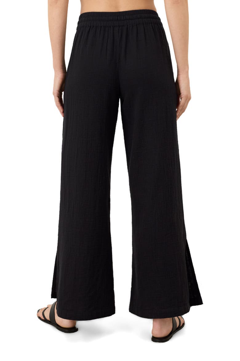 Organic Cotton Coastal Double Gauze Pants, Alternate, color, Jet Black
