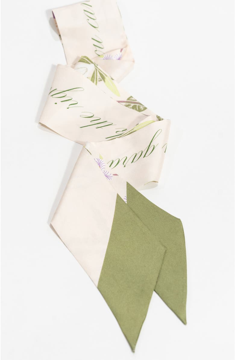 Bond & Grace Cottage Vines Silk Twilly Scarf, Alternate, color, Green