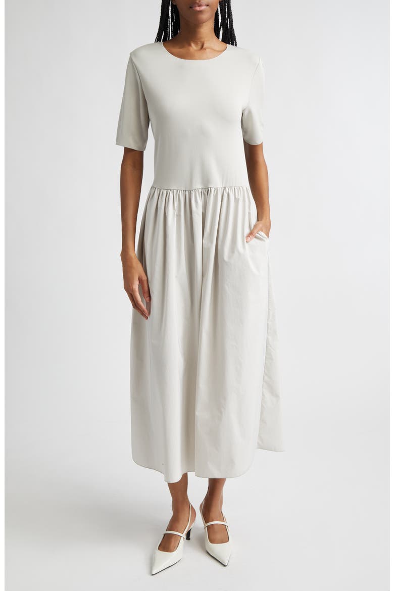 Mixed Media Dress, Main, color, PEARL