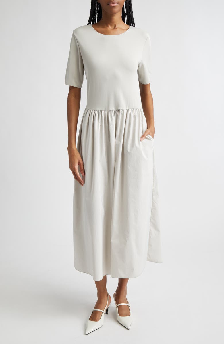 Emporio Armani Mixed Media Dress, Main, color, Pearl