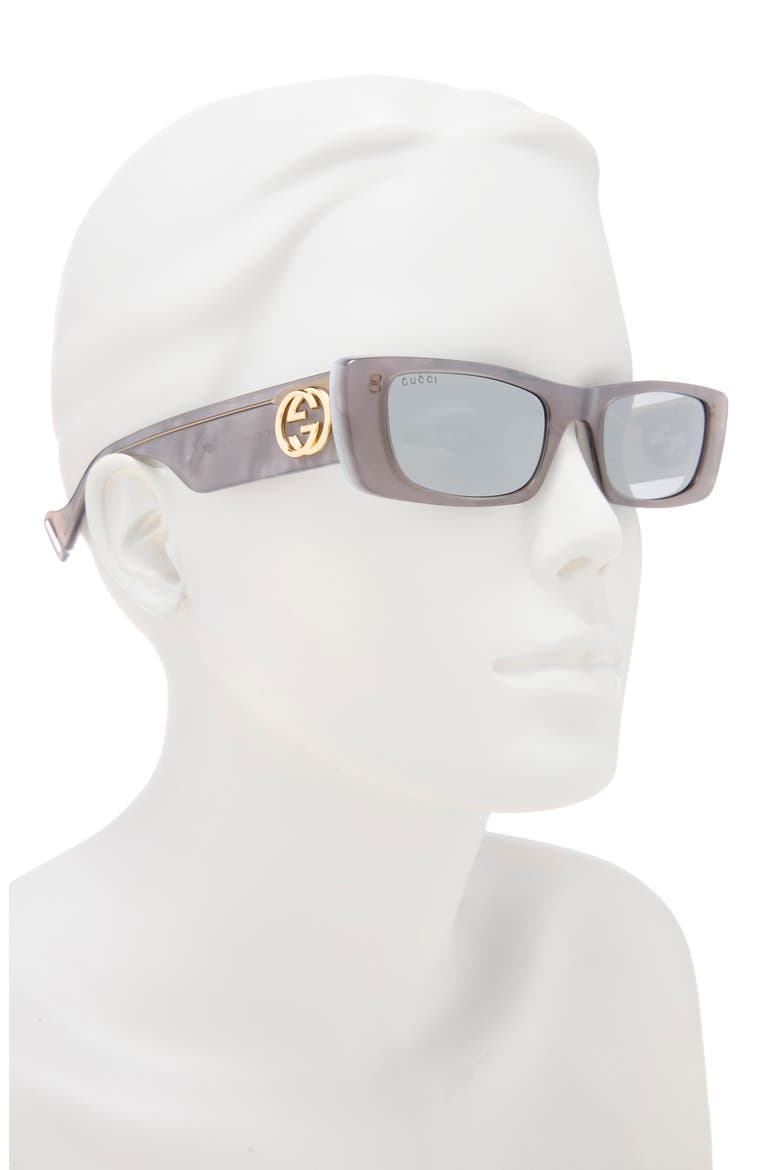 52mm Rectangular Sunglasses, Alternate, color, GREY GREY SILVER