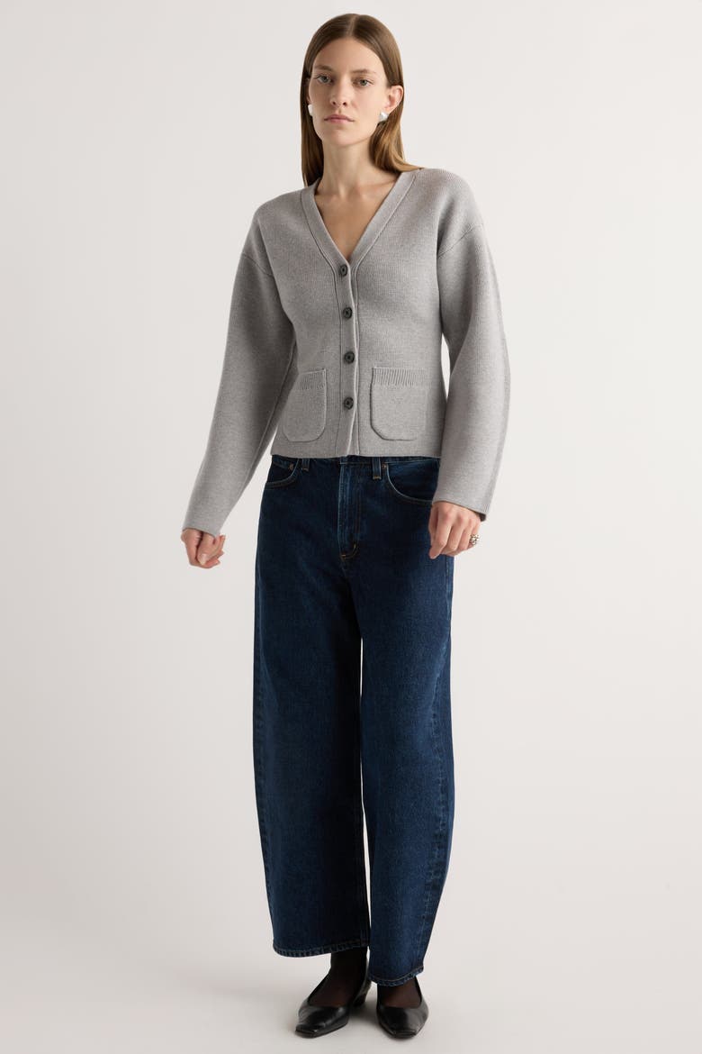 Elinor Organic Cotton-Wool V-Neck Cardigan, Alternate, color, Light Graphite