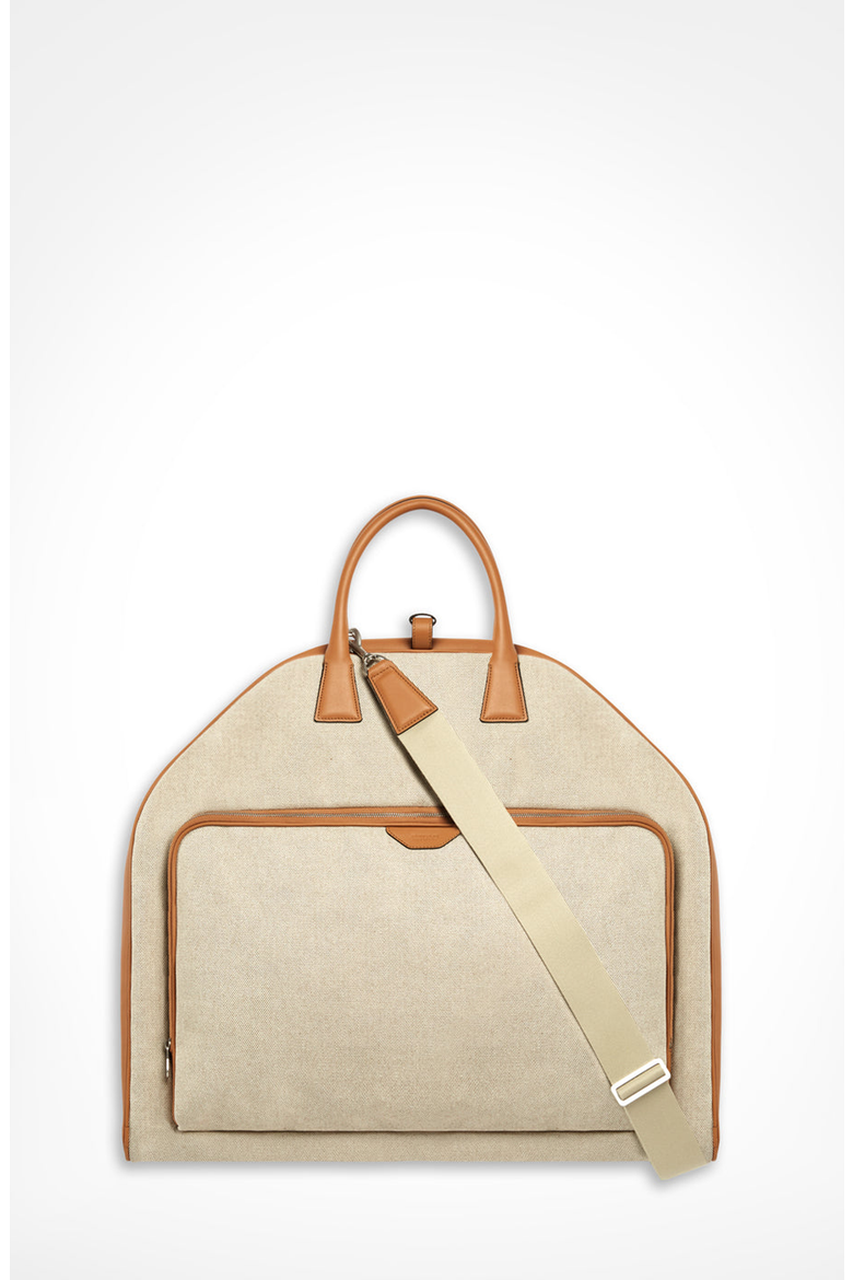 Canvas Garment Bag with Leather Trim, Alternate, color, Walnut