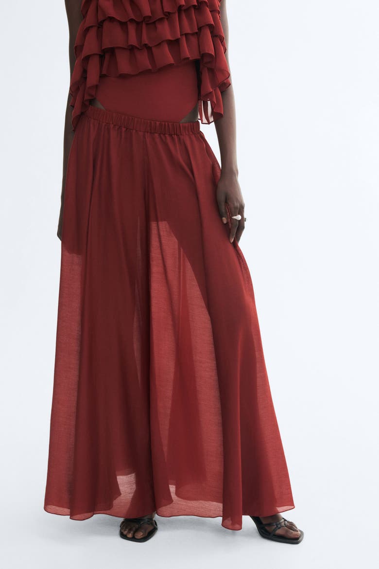 Oversized Lyocell-Blend Pants, Alternate, color, Dark red