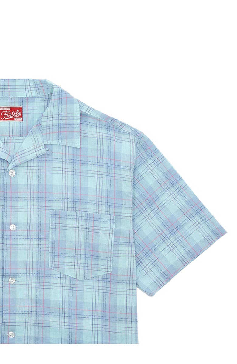 Fortela Strike Bowling Cotton Check Shirt, Alternate, color, Sky