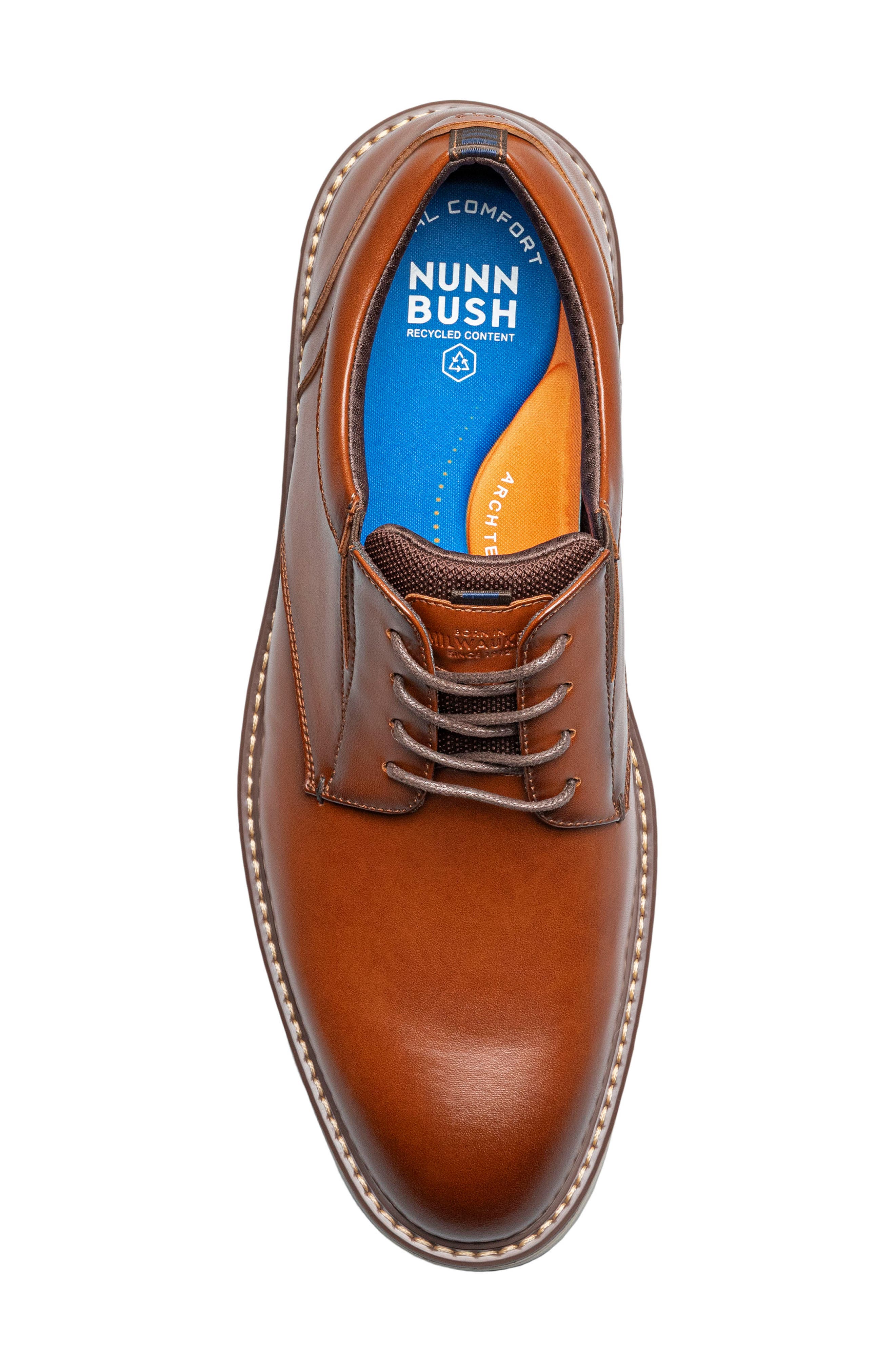 Gates Plain Toe Derby - Wide Width Available, Alternate, color, COGNAC MULTI