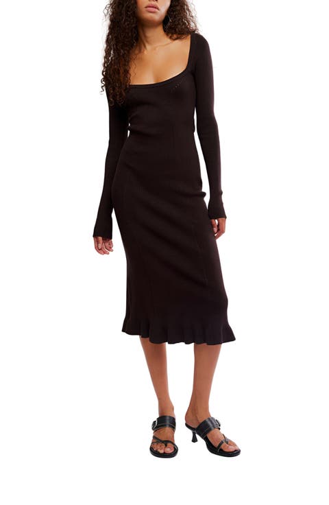 Allister Long Sleeve Rib Midi Sweater Dress