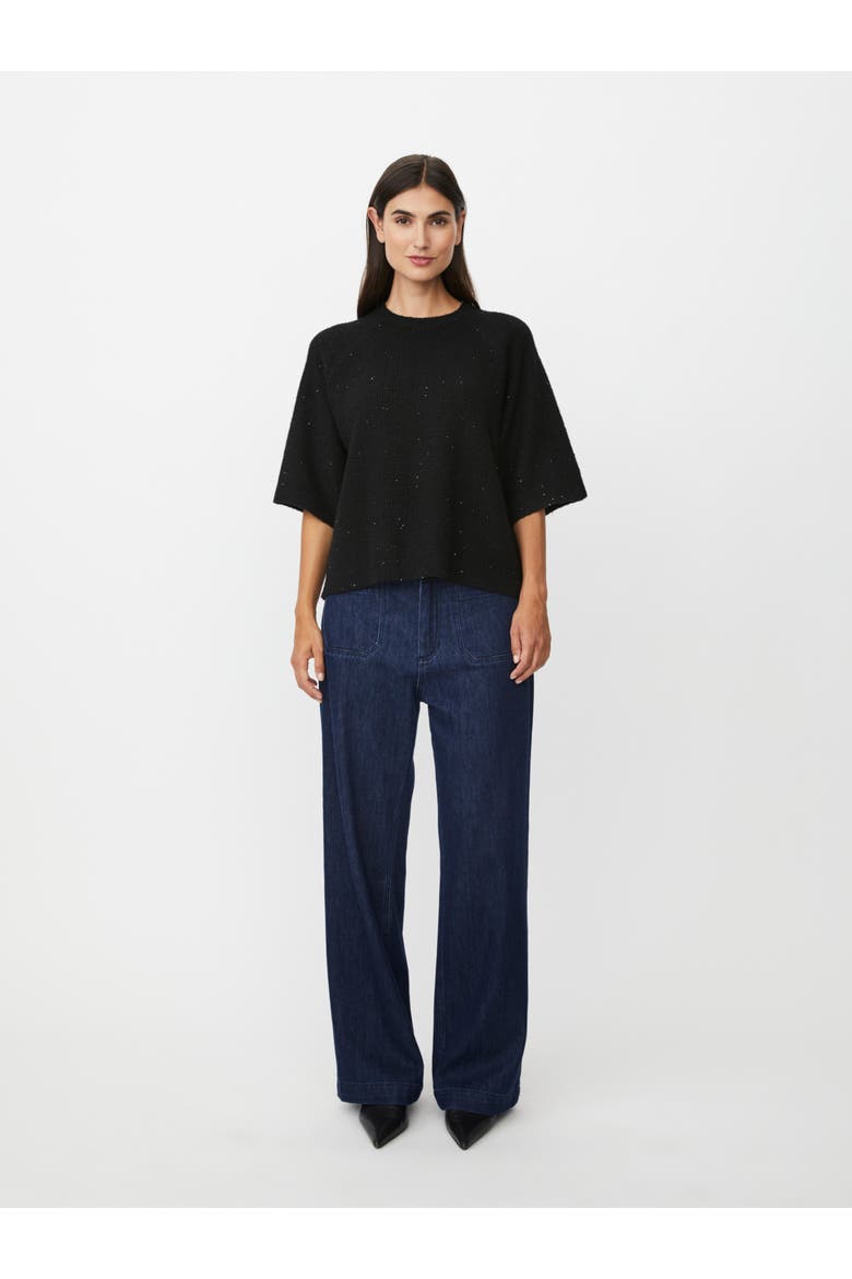 MaFarinna Shimmer Short Sleeve Jumper, Alternate, color, Black