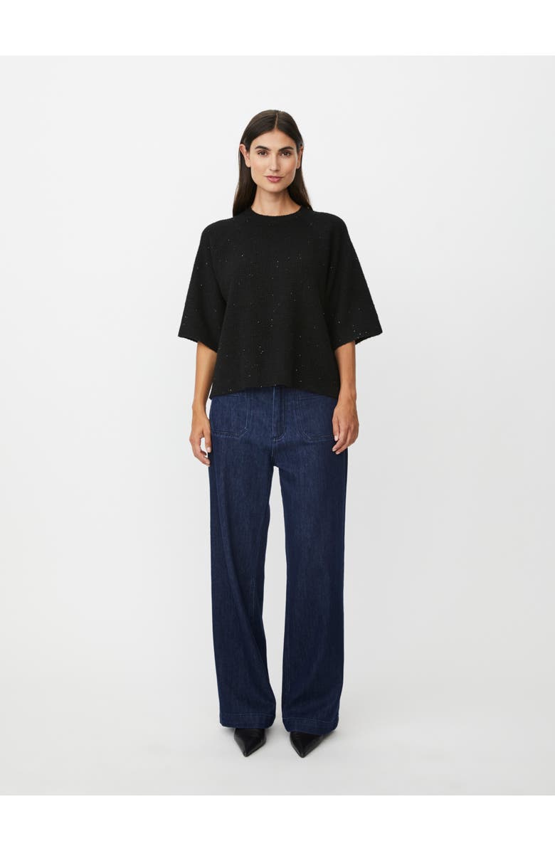 Masai Copenhagen MaFarinna Shimmer Short Sleeve Jumper, Alternate, color, Black