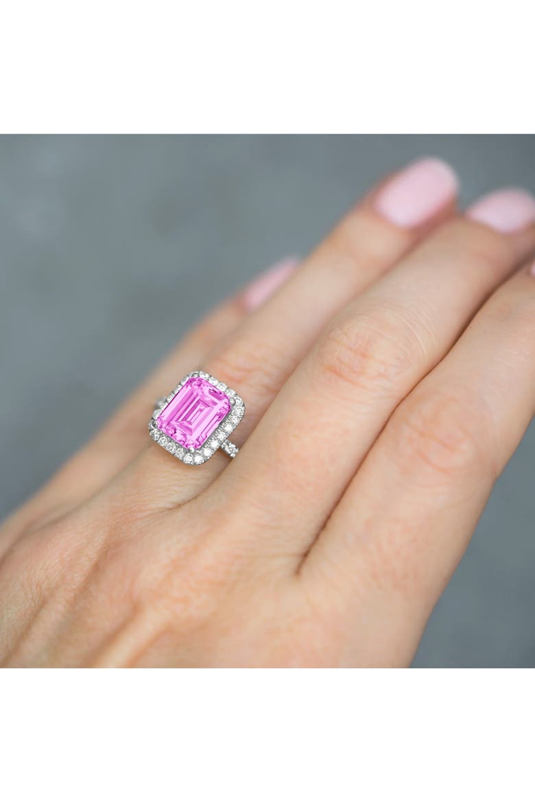 Lab Pink Sapphire & Lab Diamond Engagement Ring 14k, Alternate, color, 3.32ct/White Gold