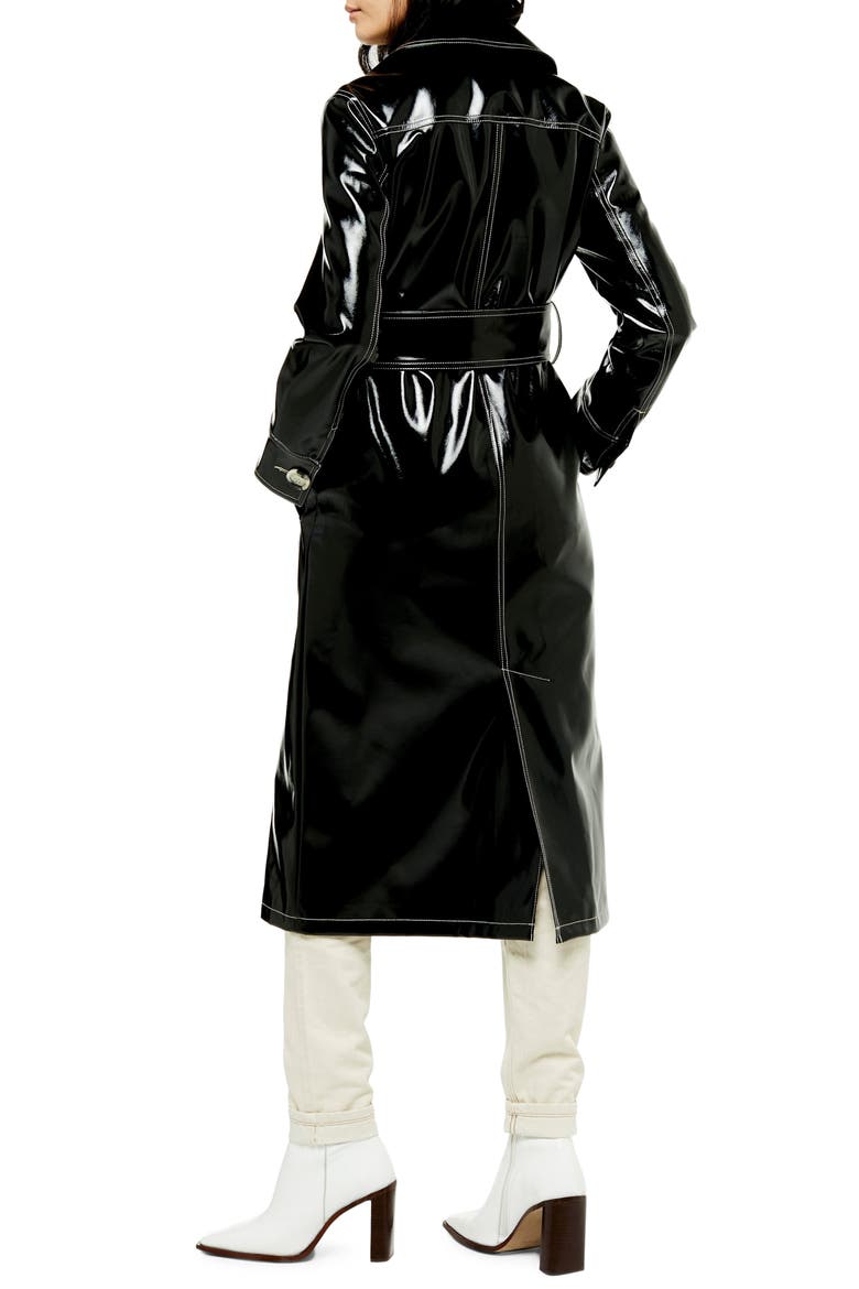 Vinyl Trench Coat, Alternate, color, BLACK