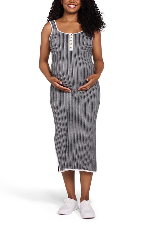 Sleeveless Nursing Henley Midi Dress