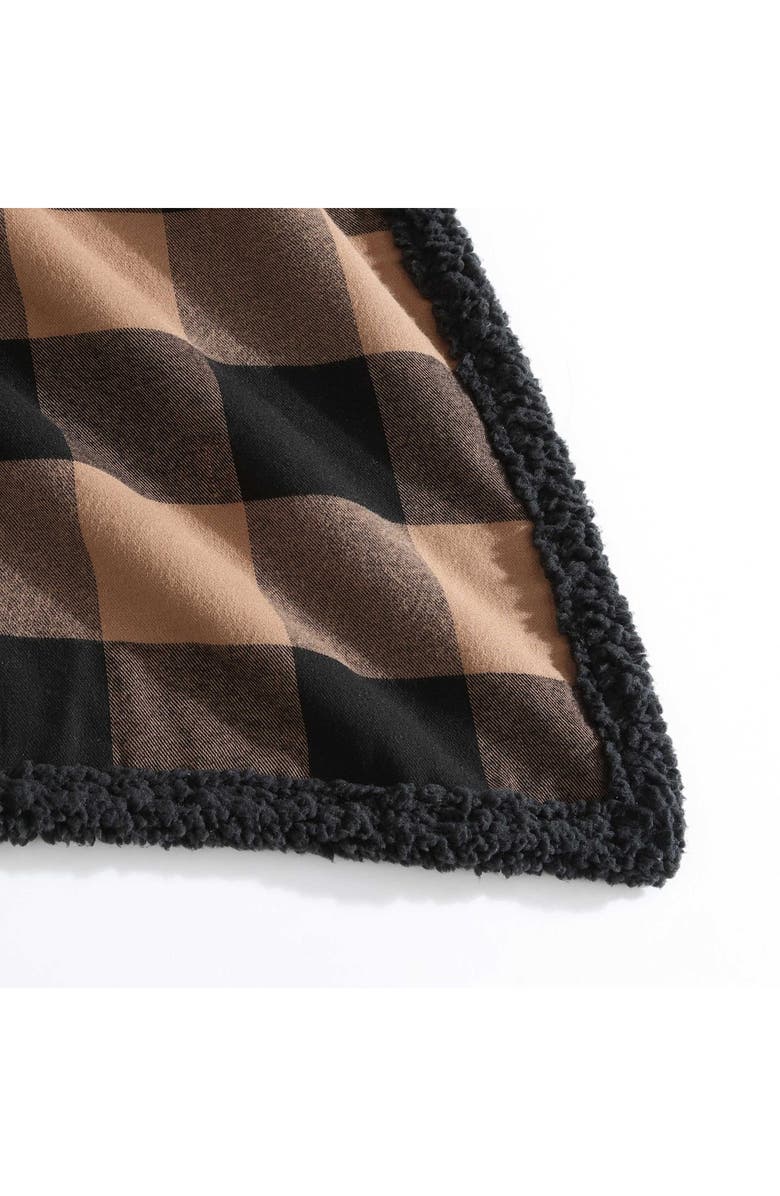 Eddie Bauer Cabin Plaid Faux Shearling Throw Blanket, Alternate, color, Dark Beige