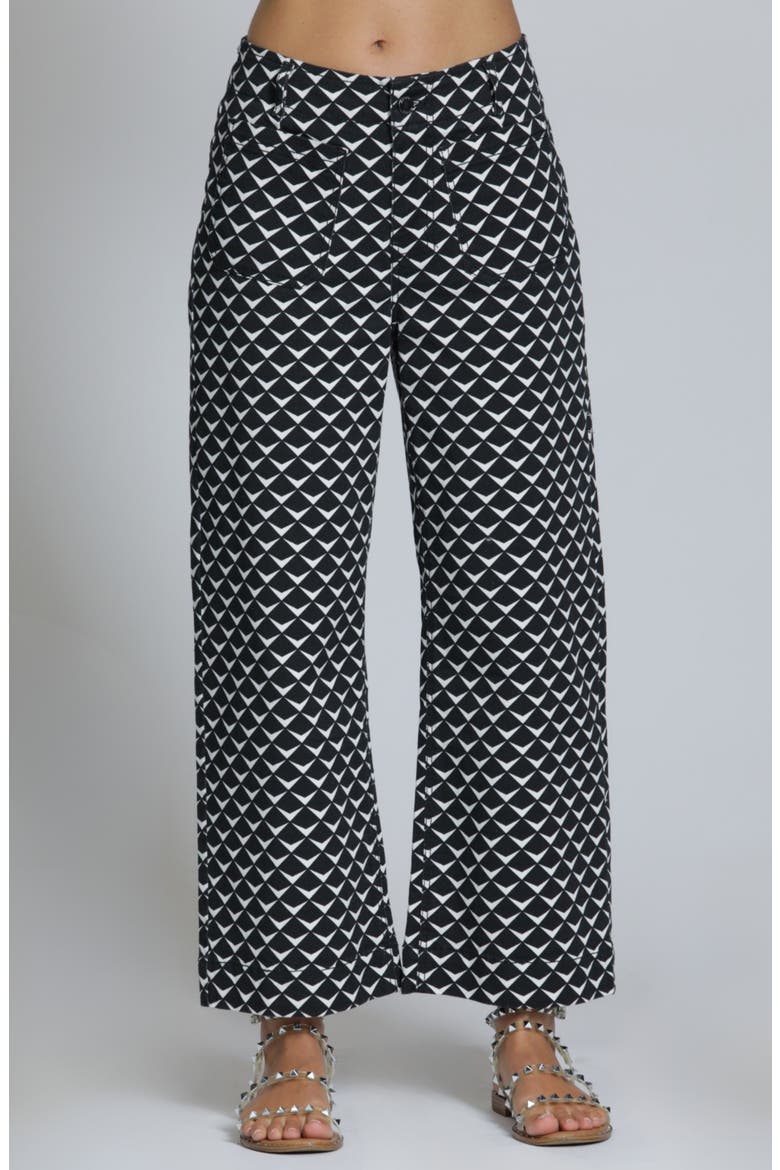 Print Wide Leg Ankle Jeans, Main, color, BLACKWHITE