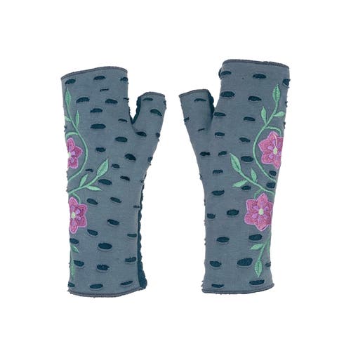 Feelgoodz Fleece Lined Primrose Fingerless Jersey Gloves In Gray