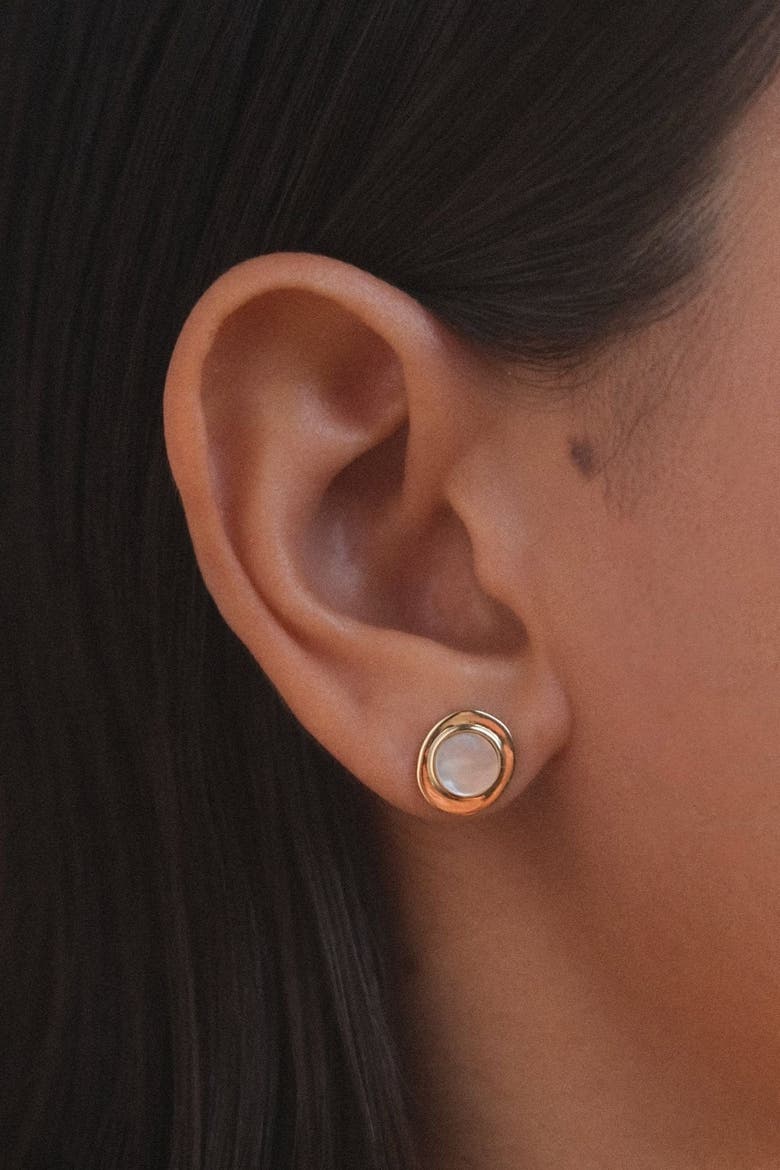 Aura Mother Pearl Earrings, Alternate, color, Sterling Silver