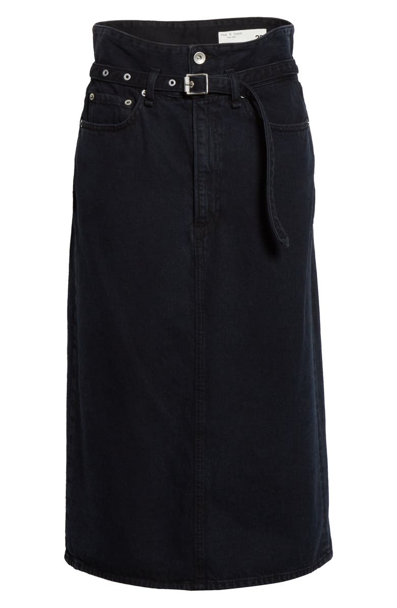 rag & bone Paperbag Waist Denim Midi Skirt, Alternate, color, 