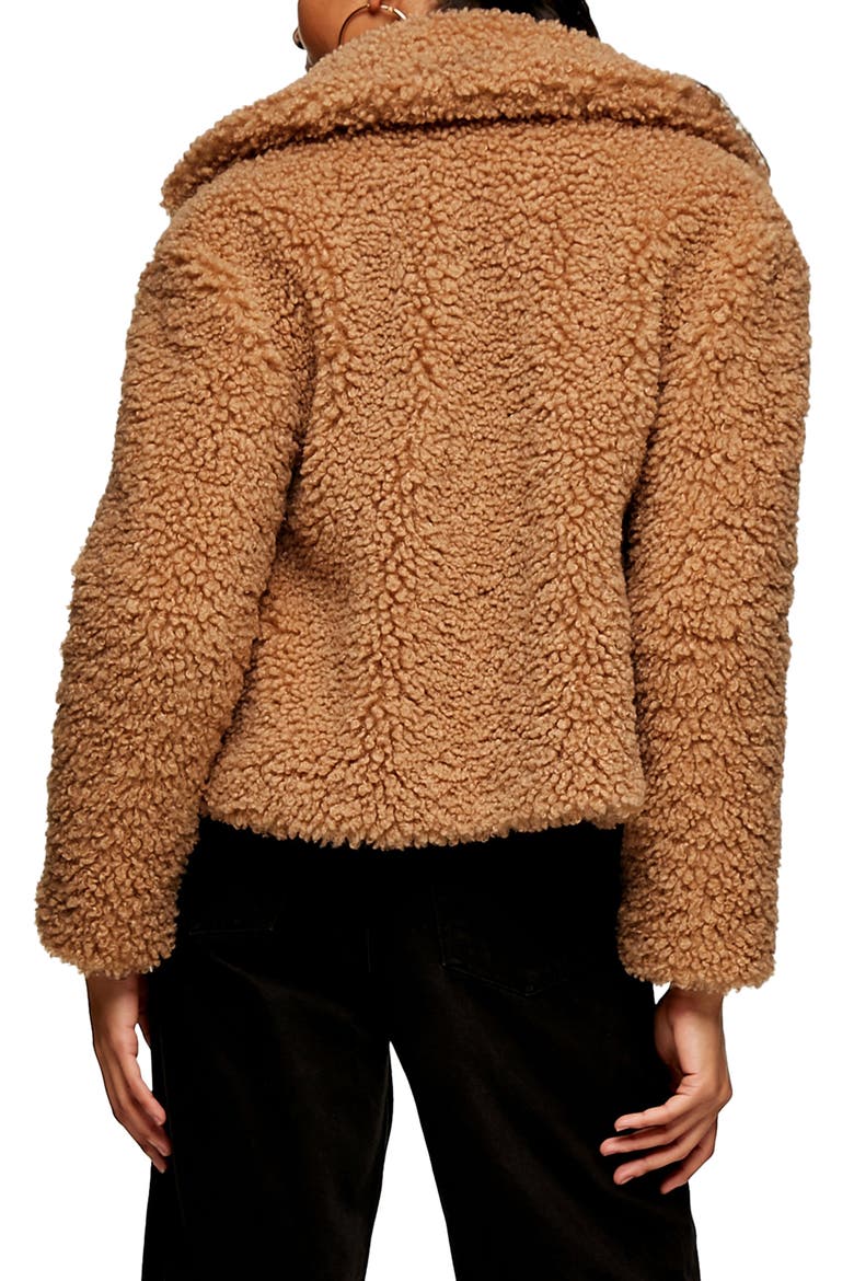 Ami Borg Faux Fur Jacket, Alternate, color, CAMEL