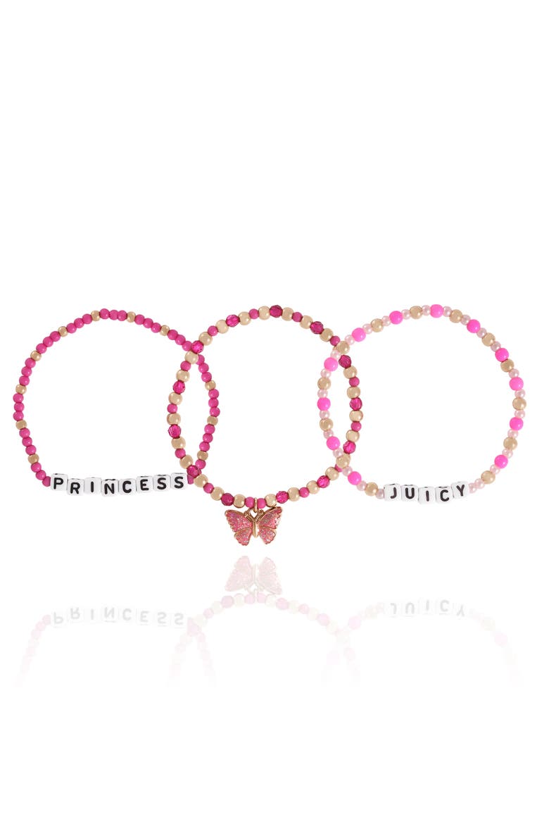 Kids Beaded Bracelet Set, Alternate, color, pink, red