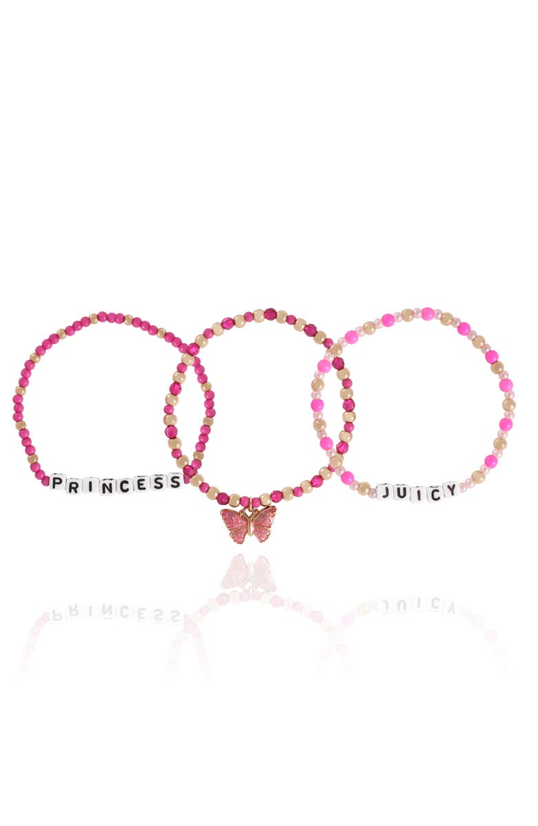 Juicy Couture Kids Kids Beaded Bracelet Set, Alternate, color, Pink, Red