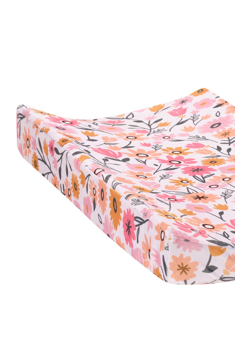 Lambs & Ivy Little Garden Ultra-Soft Minky Floral Baby Changing Pad Cover, Alternate, color, Pink