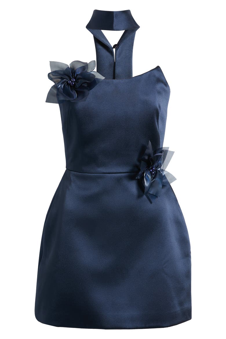 Sloane Floral Appliqué Detail Cocktail Minidress, Main, color, NAVY