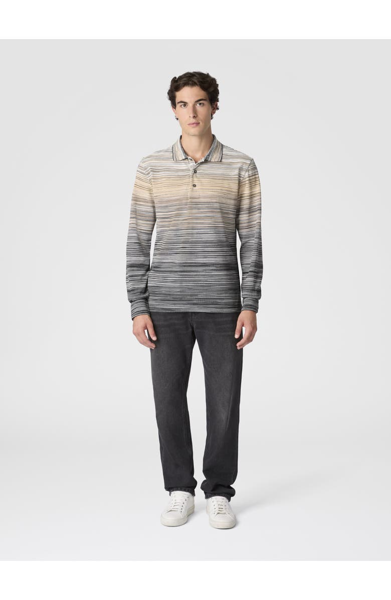 Missoni Long Sleeve Polo With Flame Knit, Alternate, color, Grey