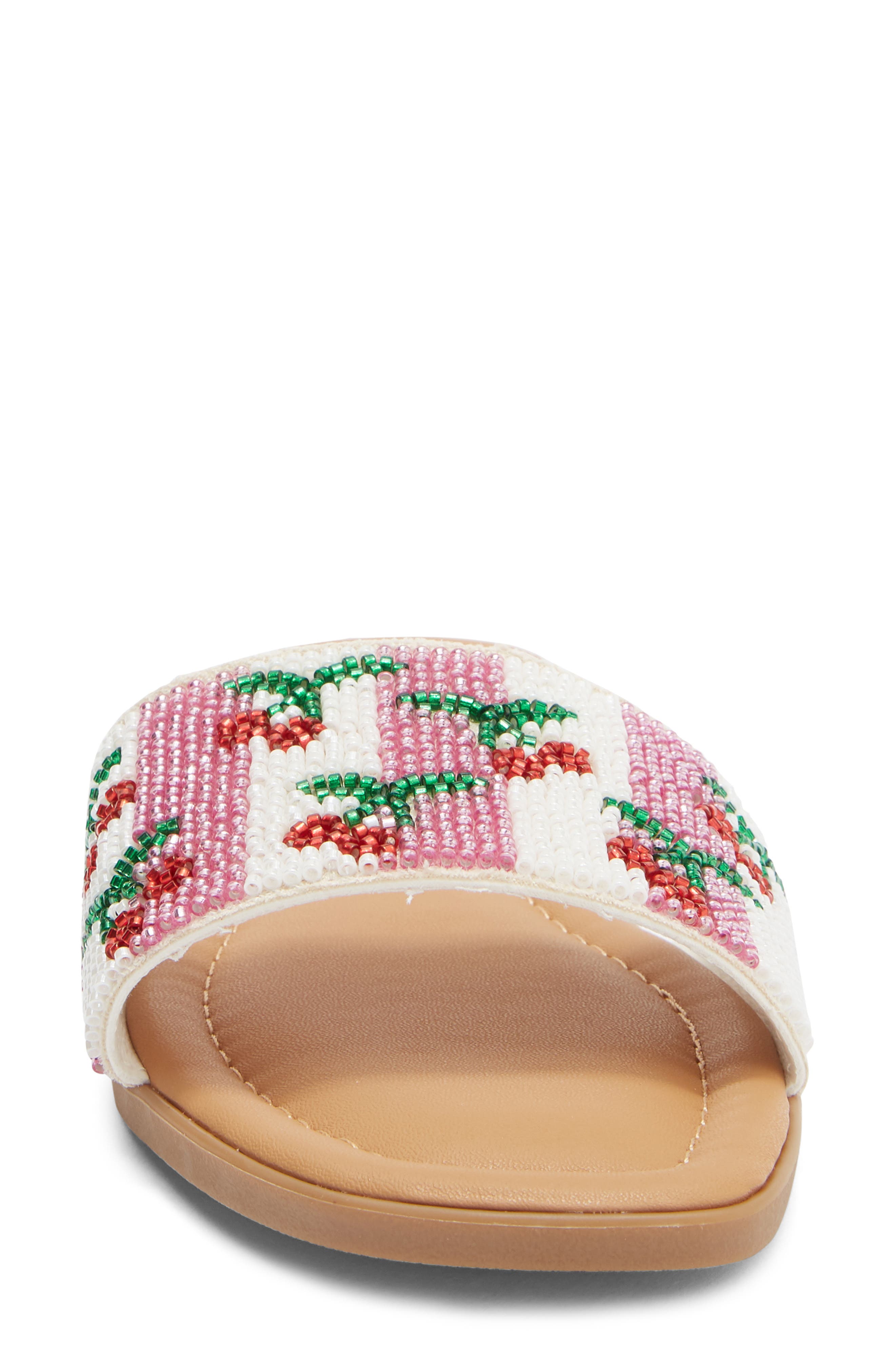 TOP MODA Rae Beaded Slide Sandal, Alternate, color, Red Bead