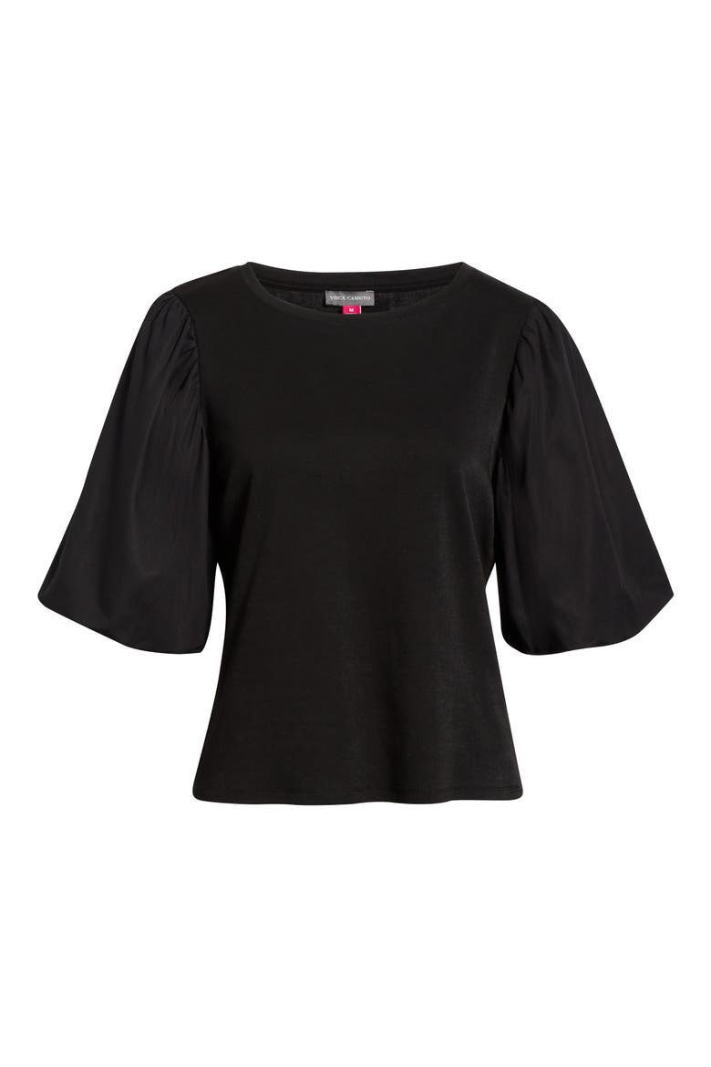 Puff Sleeve Knit Top, Alternate, color, RICH BLACK