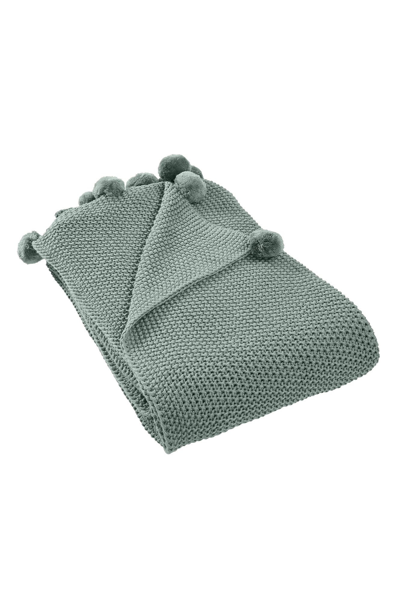 Modern Threads Pompom Trim Knit Throw