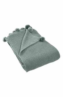 Modern Threads Pompom Trim Knit Throw