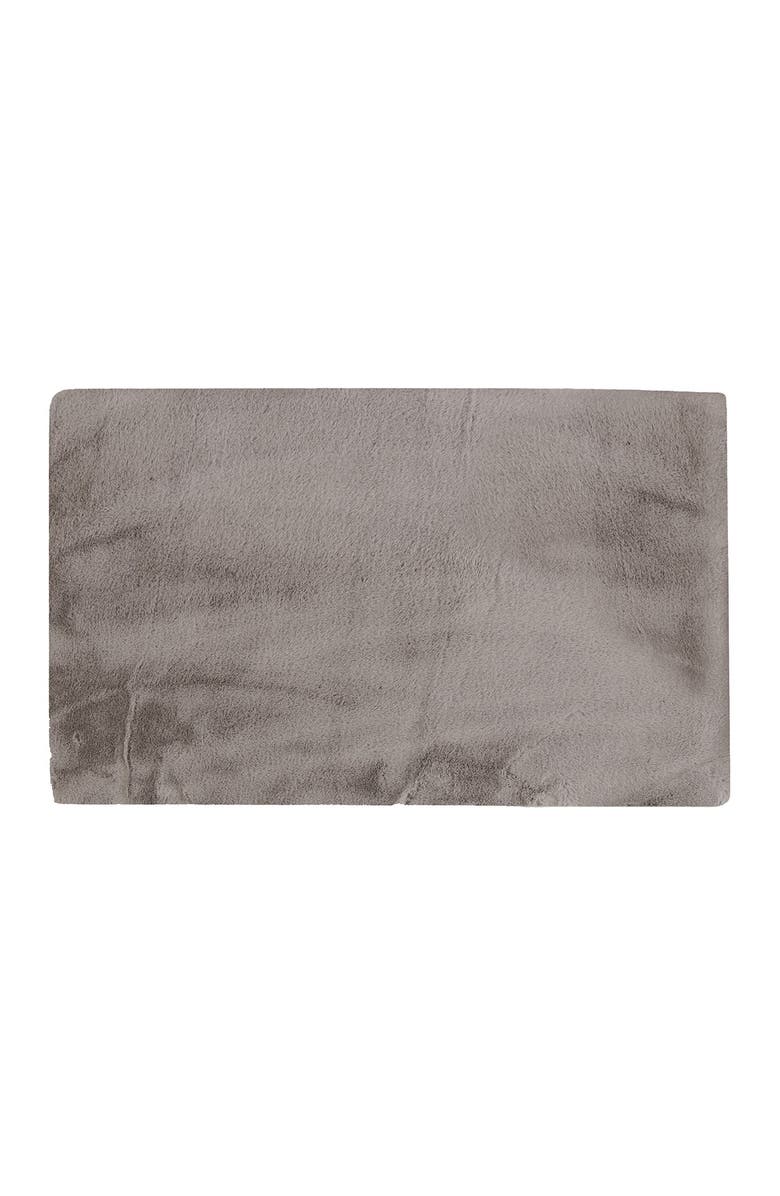 LUXE Faux Fur Rectangular Throw 3' X 5' - Grey, Main, color, Grey