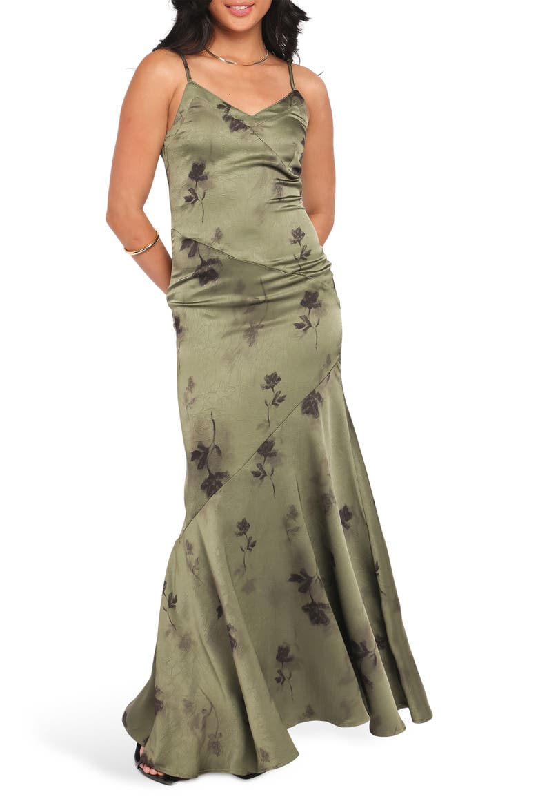 Fia Floral Print Chiffon Maxi Dress, Main, color, GREEN FLORAL
