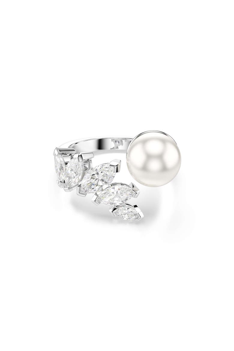 Mesmera Crystal Pearl Cluster Ring, Main, color, WHI/ RHS