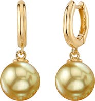 The Pearl Source Golden South Sea Pearl Huggie Mary Earrings