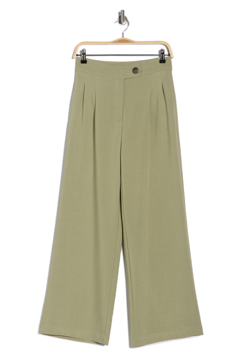 Pleated Front Wide Leg Pants, Alternate, color, SPRING OLIVE
