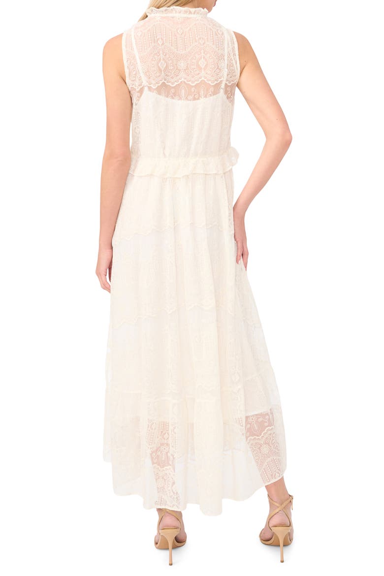 Embroidered Split Neck Maxi Dress, Alternate, color, TOASTED IVORY