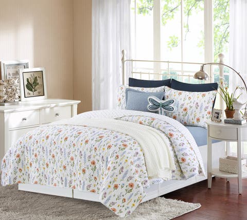 Greta Flower King 3-Piece Quilt Bedding Set