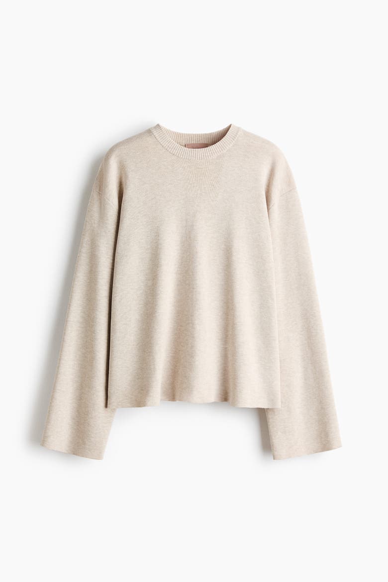 Oversized Fine-knit Sweater, Alternate, color, Light beige melange