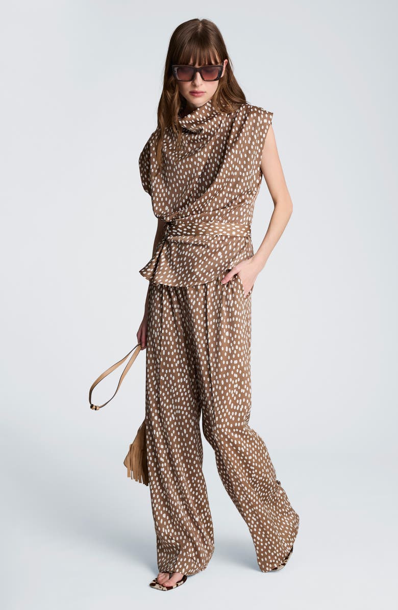 Kenneth Cole High Waist Wide Leg Pants, Alternate, color, Mesquite/ Oyster