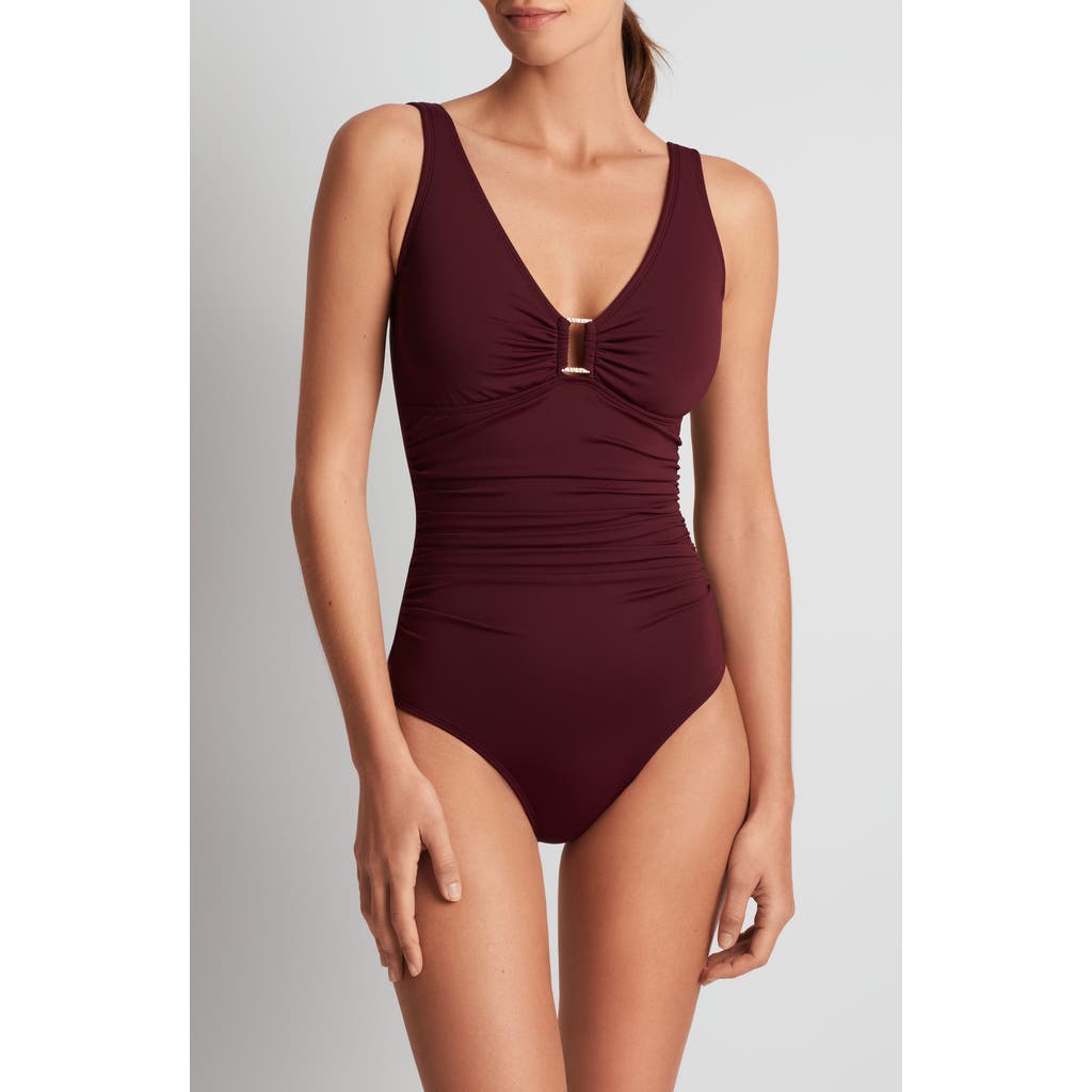 Ralph Lauren Ring Over The Shoulder Tummy Control One Piece Swimsuit
