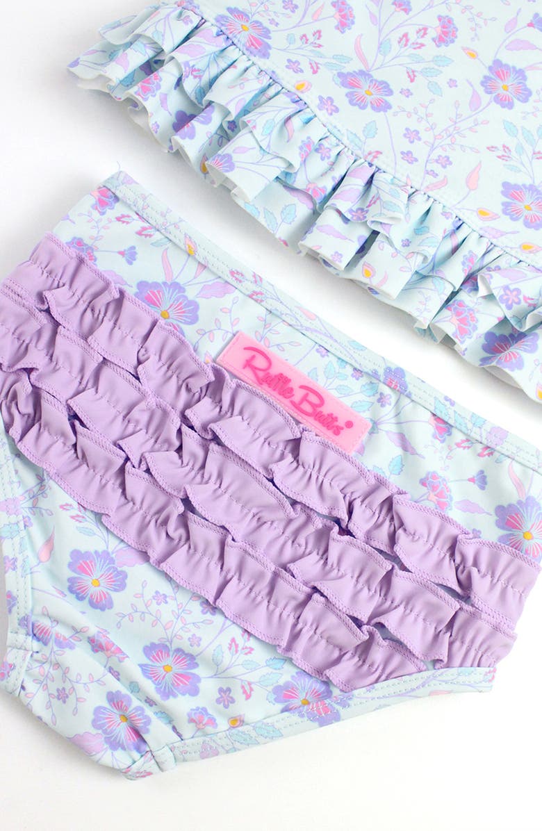 RuffleButts Floral Ruffle Two-Piece Swimsuit & Headband Set, Alternate, color, 