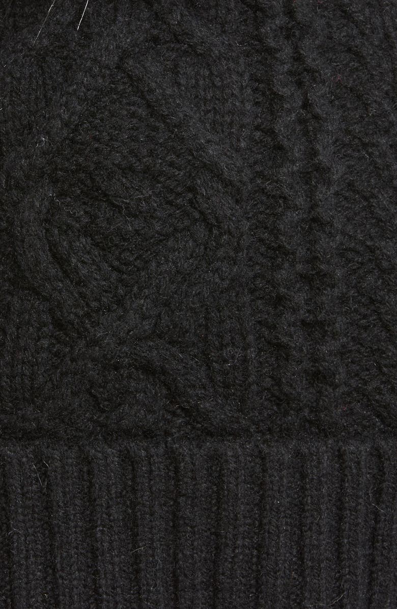 Ted Baker London Cable Knit Faux Fur Pompom Beanie, Alternate, color, 