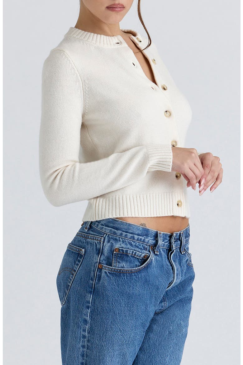 Signature Merino Wool & Cashmere Cardigan, Alternate, color, CREAM