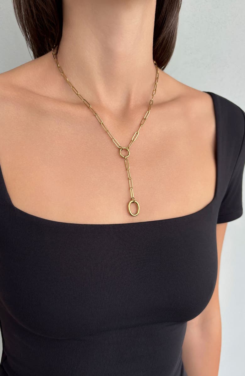 Adornia Tarnish Resistant 18K Gold Plated Y-Necklace, Alternate, color, Gold