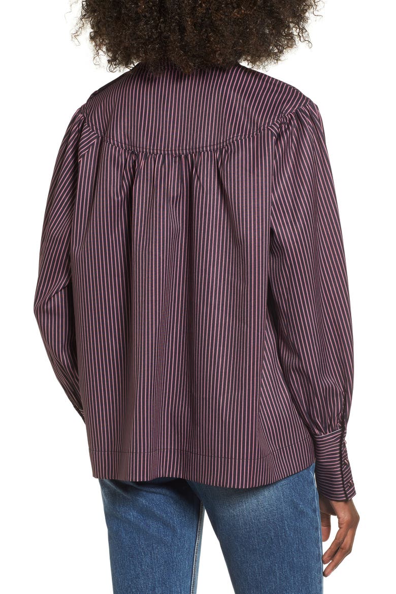 Shirring Stripe Top, Alternate, color, BURGUNDY MULTI