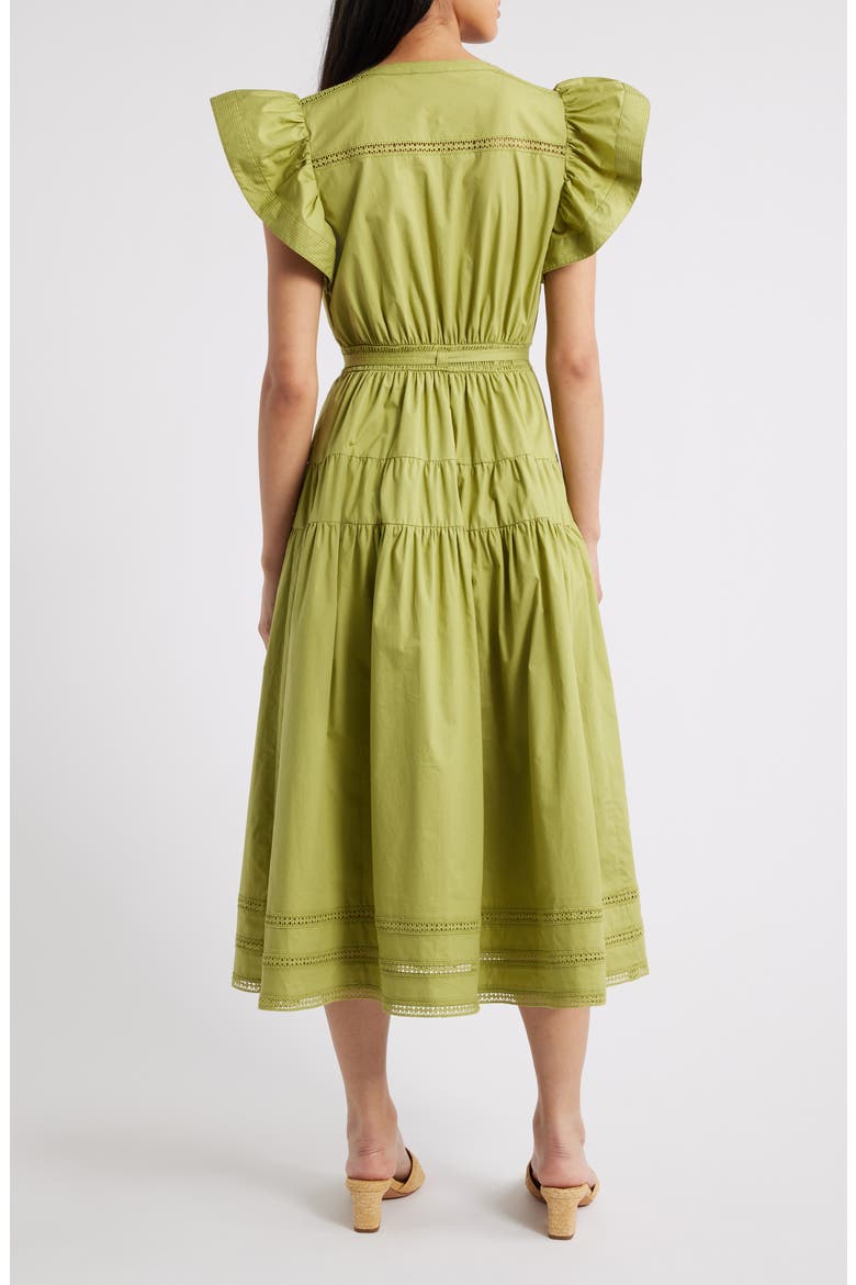 Ruffle Sleeve Tiered Maxi Dress, Alternate, color, KIWI