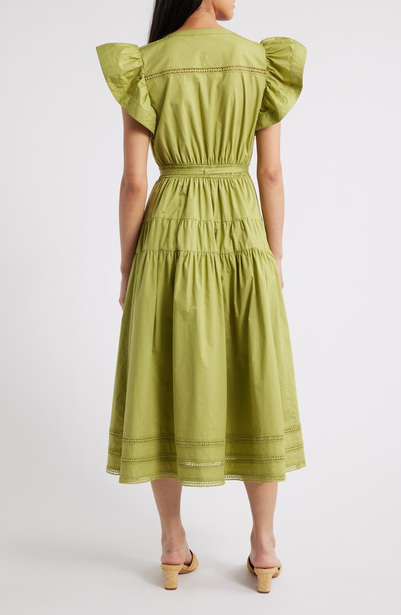 MOON RIVER Ruffle Sleeve Tiered Maxi Dress, Alternate, color, Kiwi