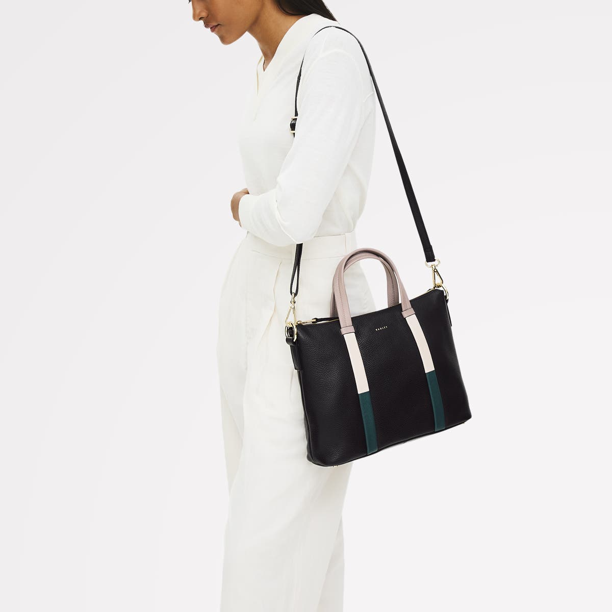 Radley Waterloo Way Medium Ziptop Satchel Bag, Alternate, color, Black